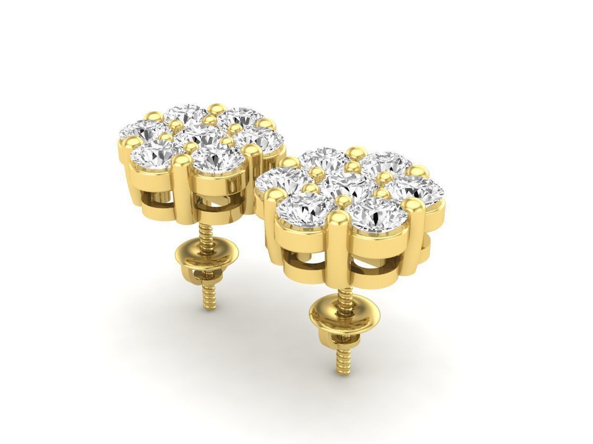 AV-447 Diamond cluster earrings for woman 3D print model_6