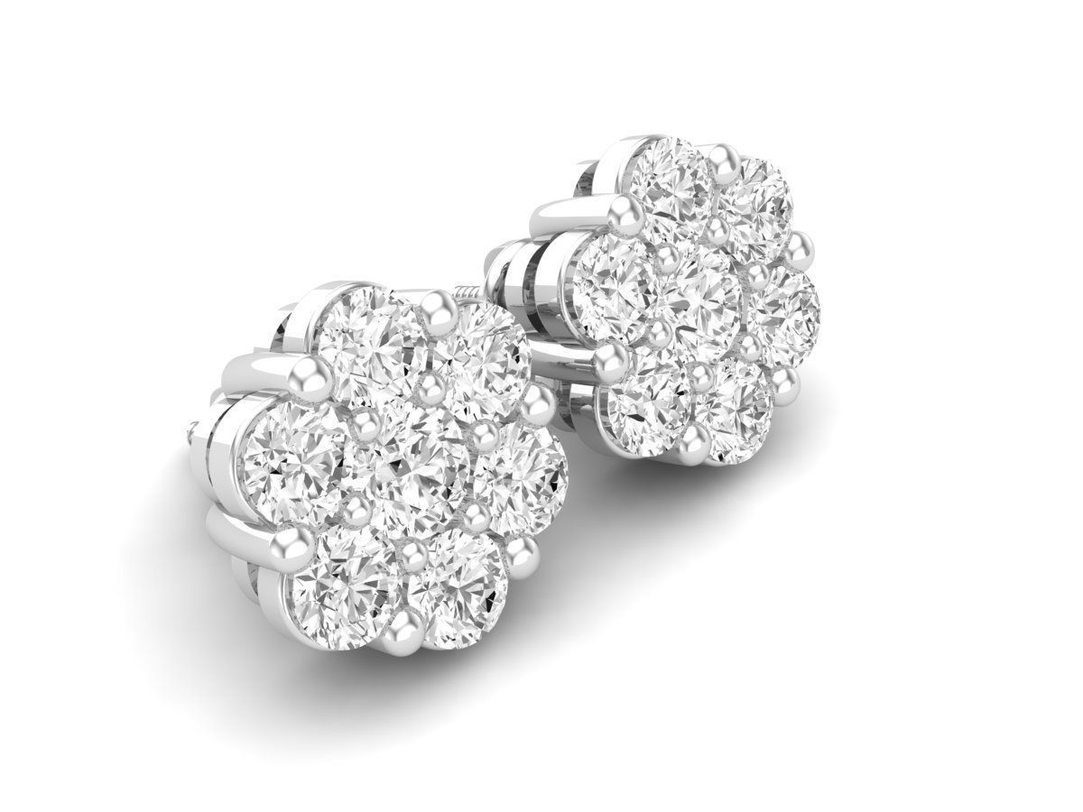 AV-447 Diamond cluster earrings for woman 3D print model_4