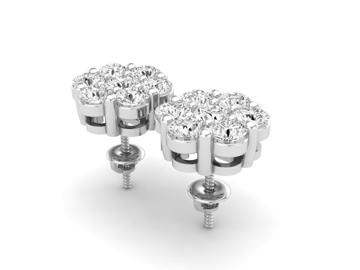 AV-447 Diamond cluster earrings for woman 3D print model_14