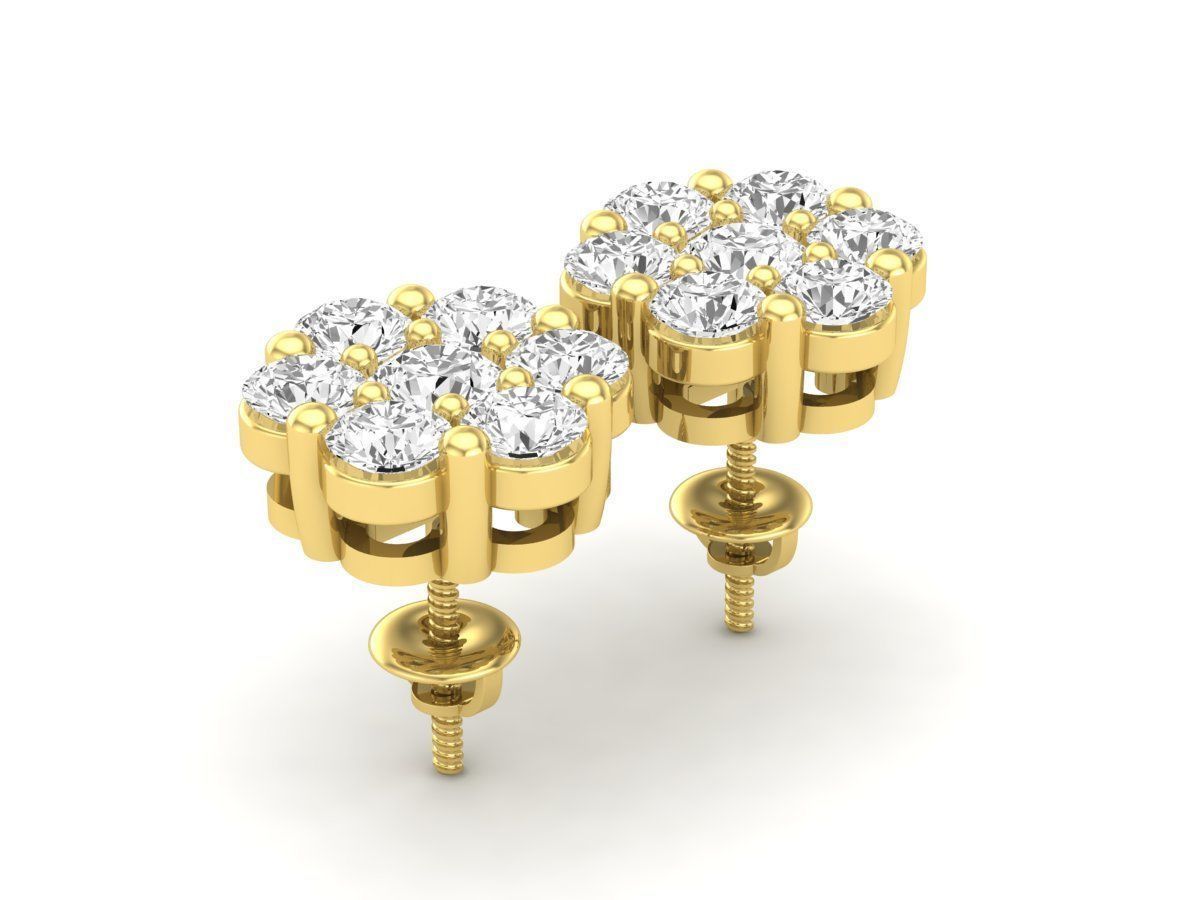 AV-447 Diamond cluster earrings for woman 3D print model_16