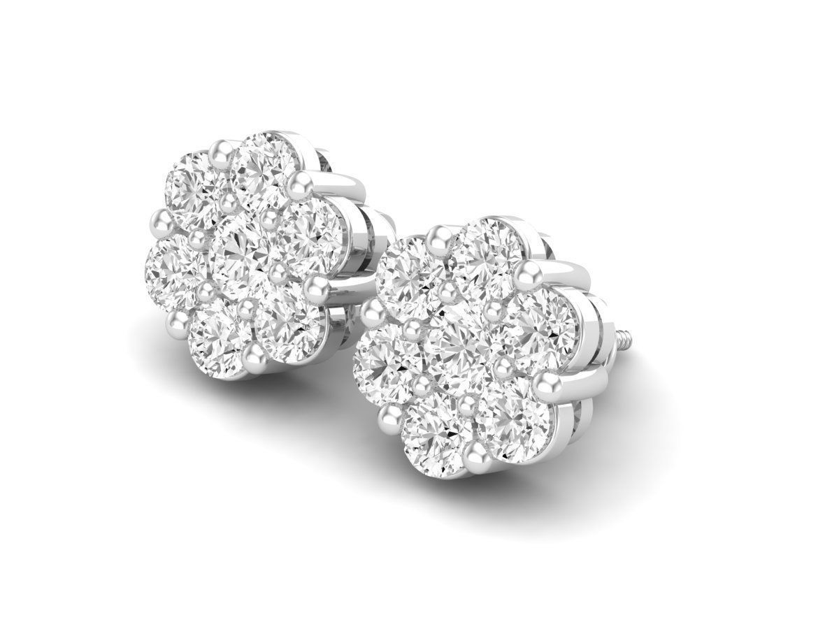 AV-447 Diamond cluster earrings for woman 3D print model_1