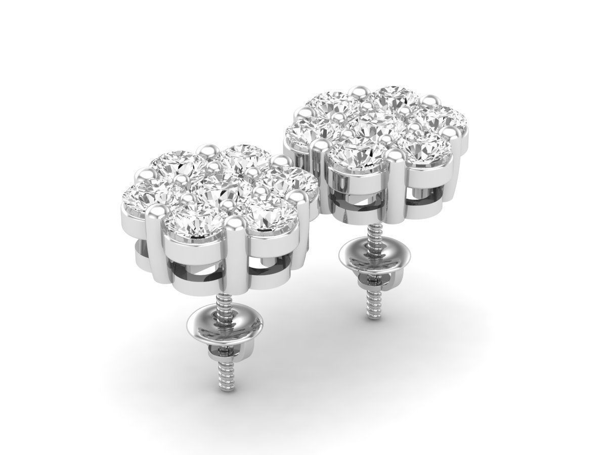 AV-447 Diamond cluster earrings for woman 3D print model_7