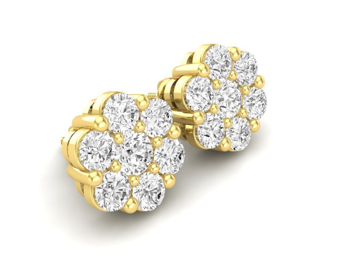 AV-447 Diamond cluster earrings for woman 3D print model_5