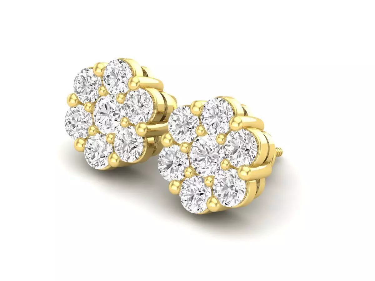 AV-447 Diamond cluster earrings for woman 3D print model_0