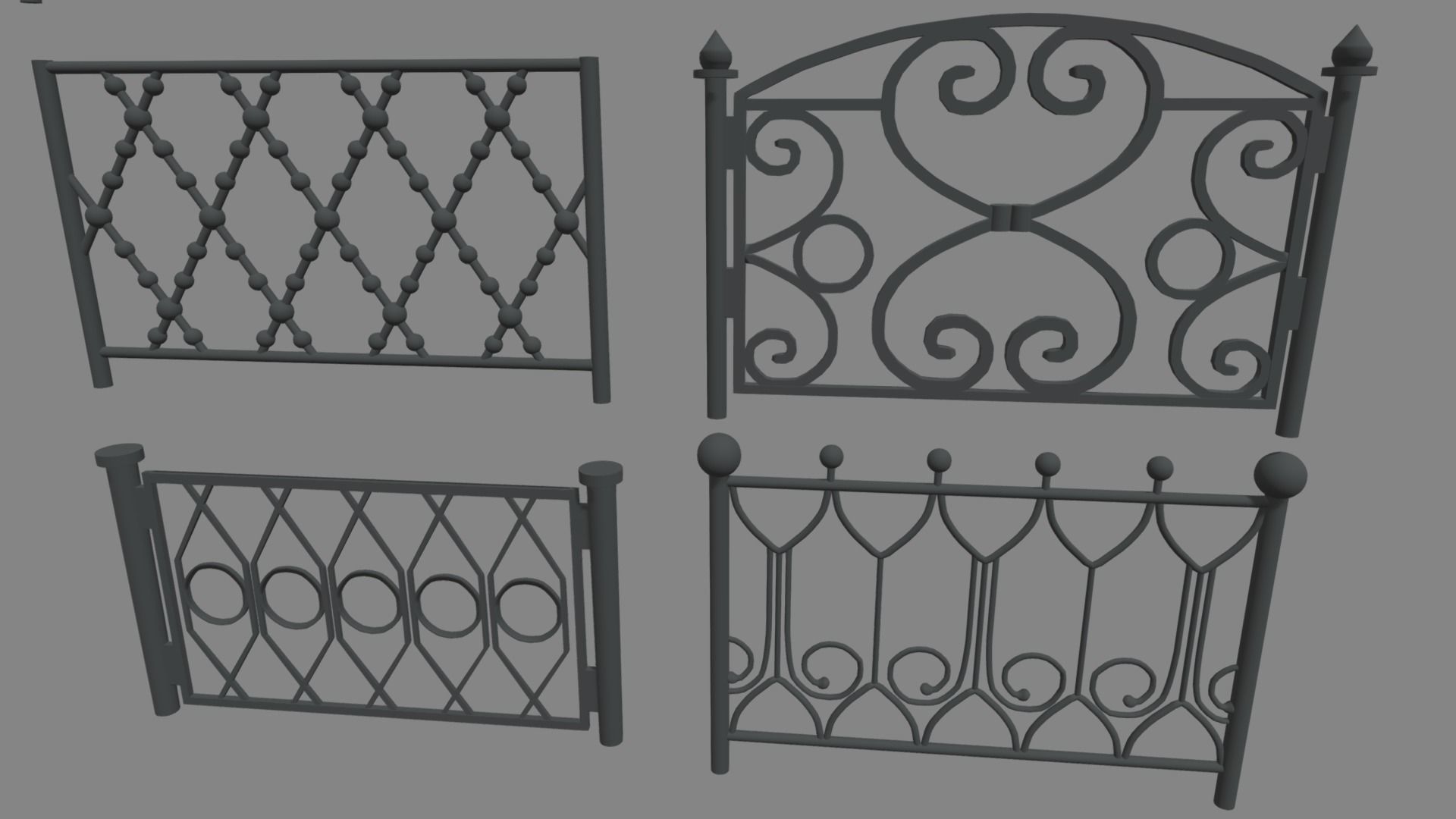 Fences Pack Low-poly 3D model_3