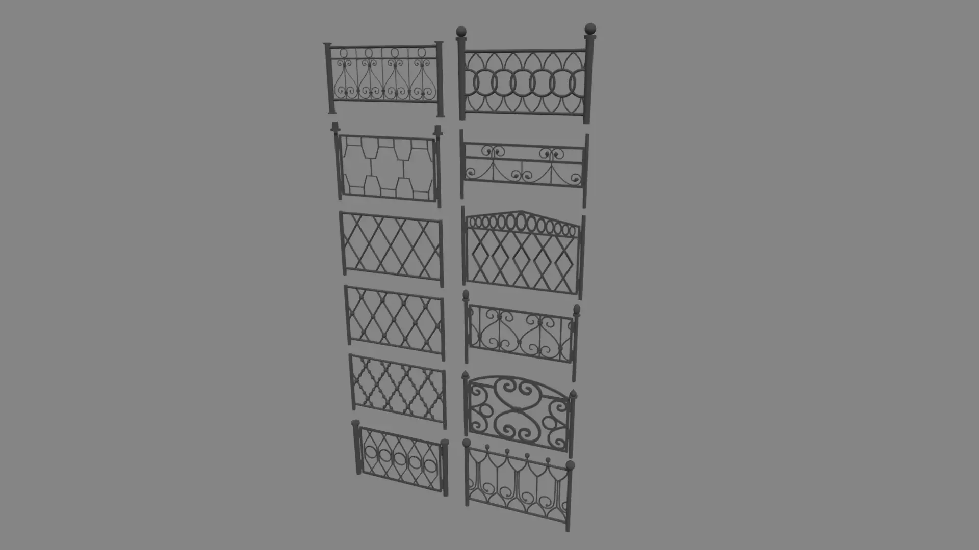 Fences Pack Low-poly 3D model_0