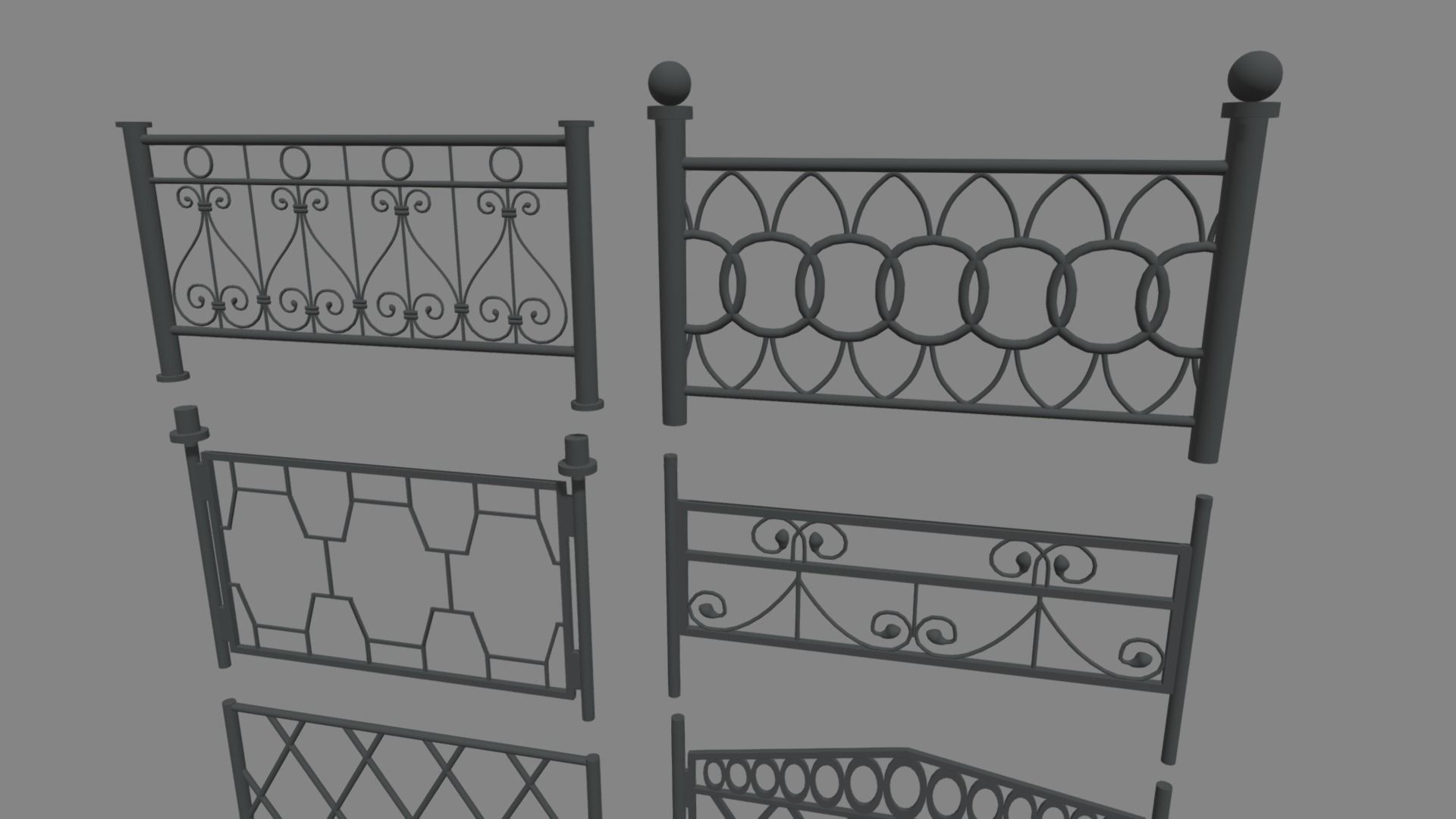 Fences Pack Low-poly 3D model_1