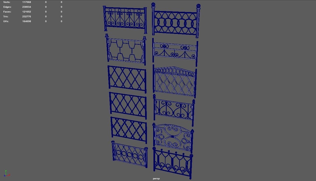 Fences Pack Low-poly 3D model_4