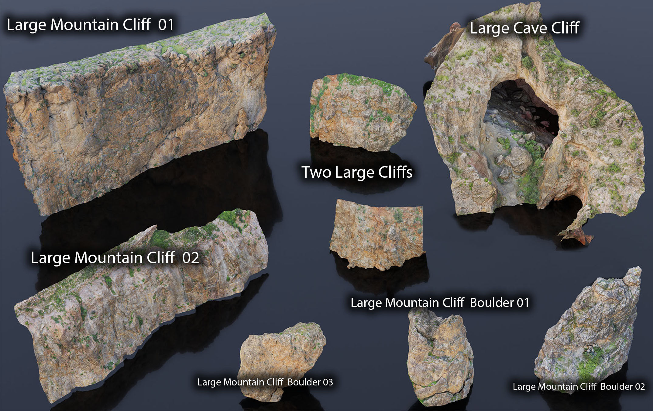 Large Mountain Cliffs PBR Scan Collection _26
