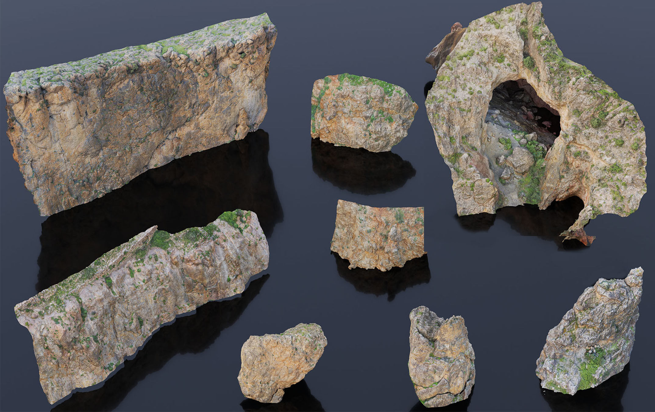 Large Mountain Cliffs PBR Scan Collection _1