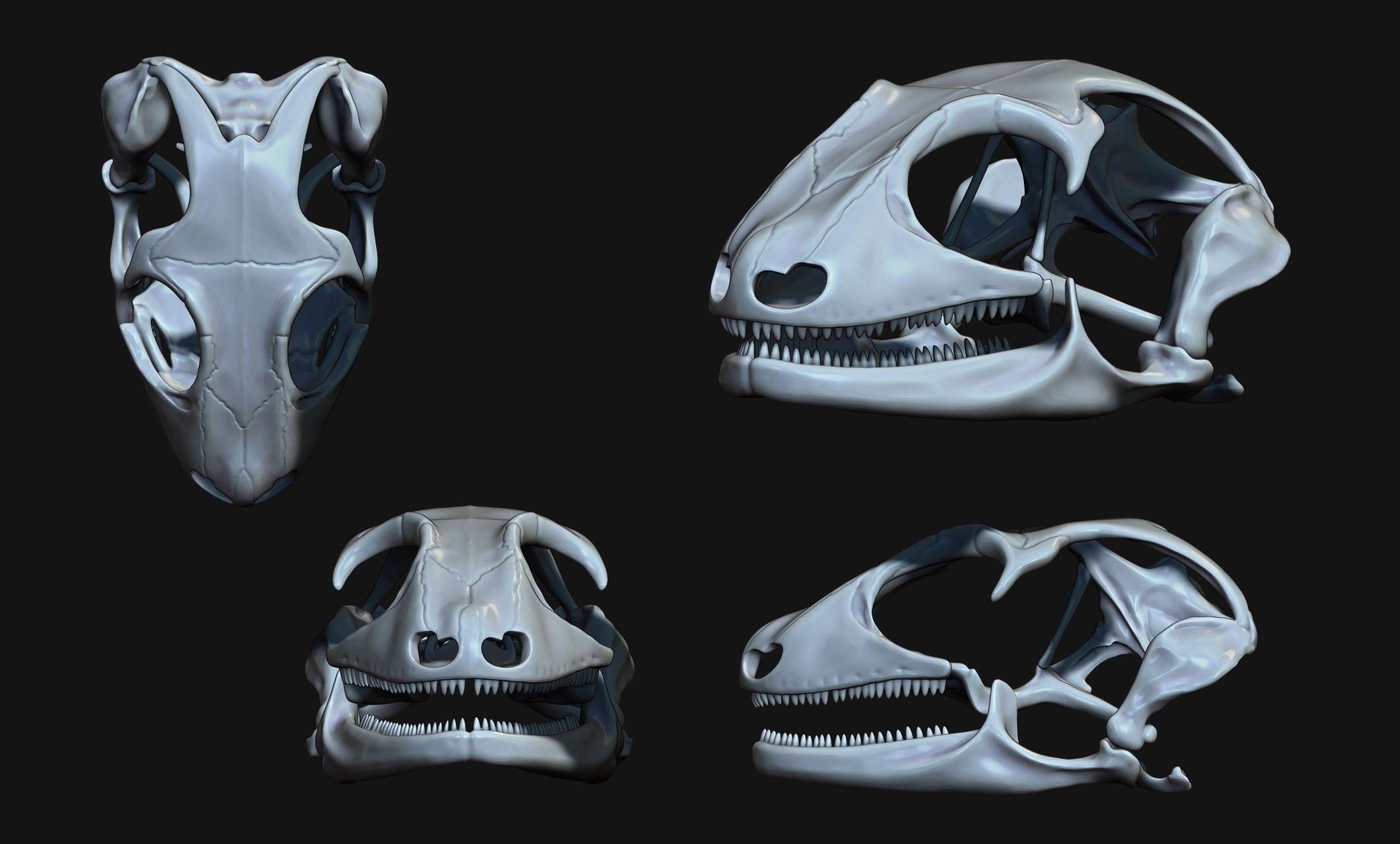 Gecko Skull - CNC and 3D print model_8