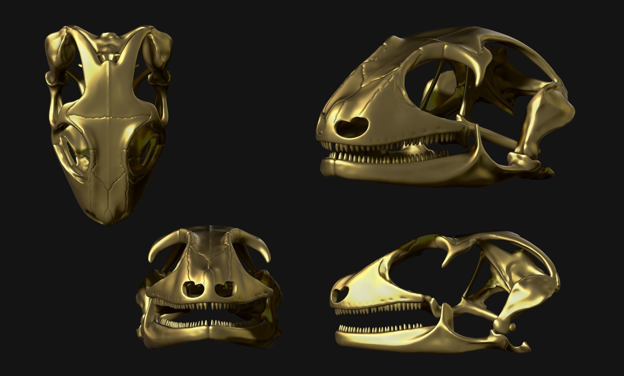 Gecko Skull - CNC and 3D print model_19