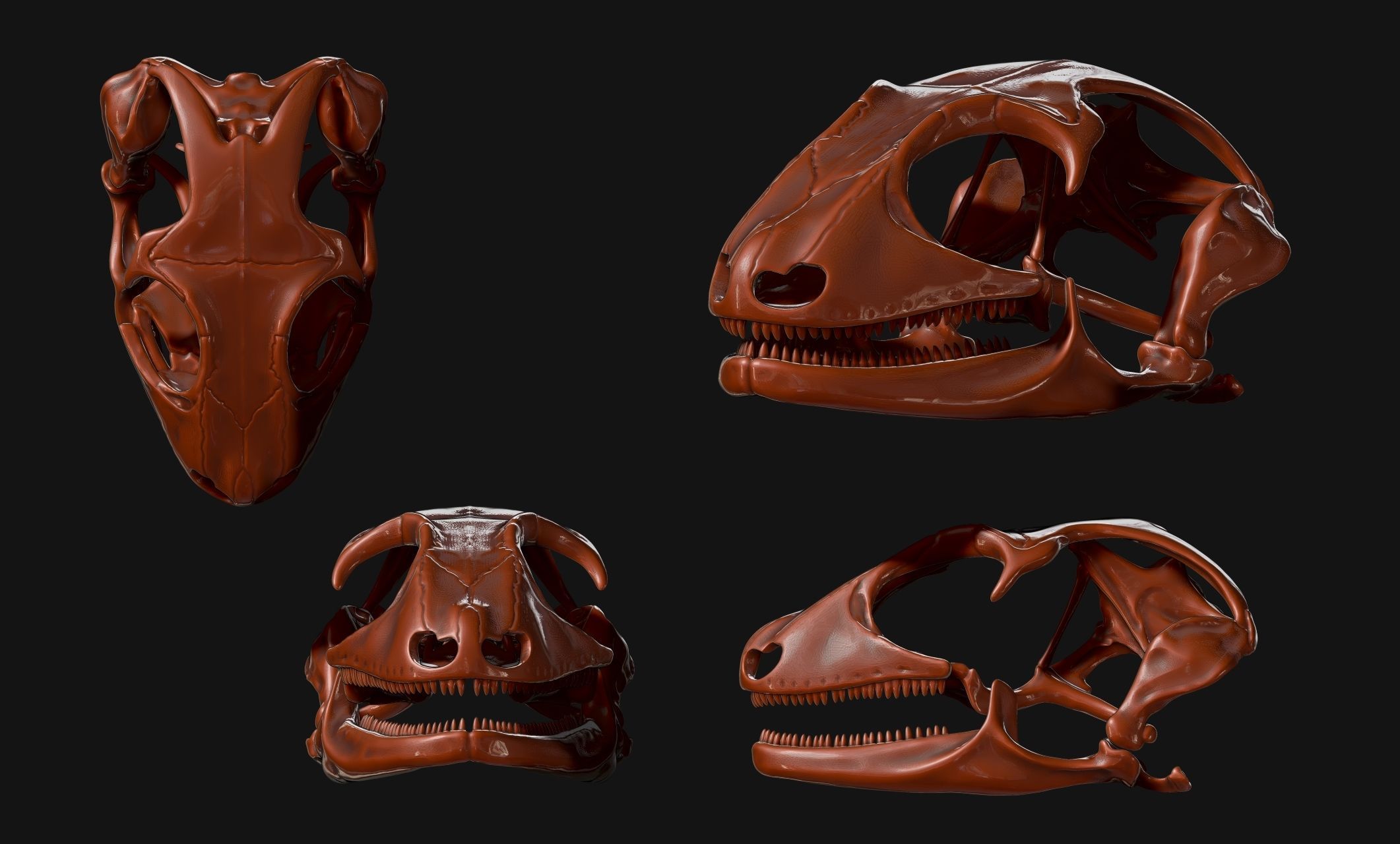 Gecko Skull - CNC and 3D print model_10