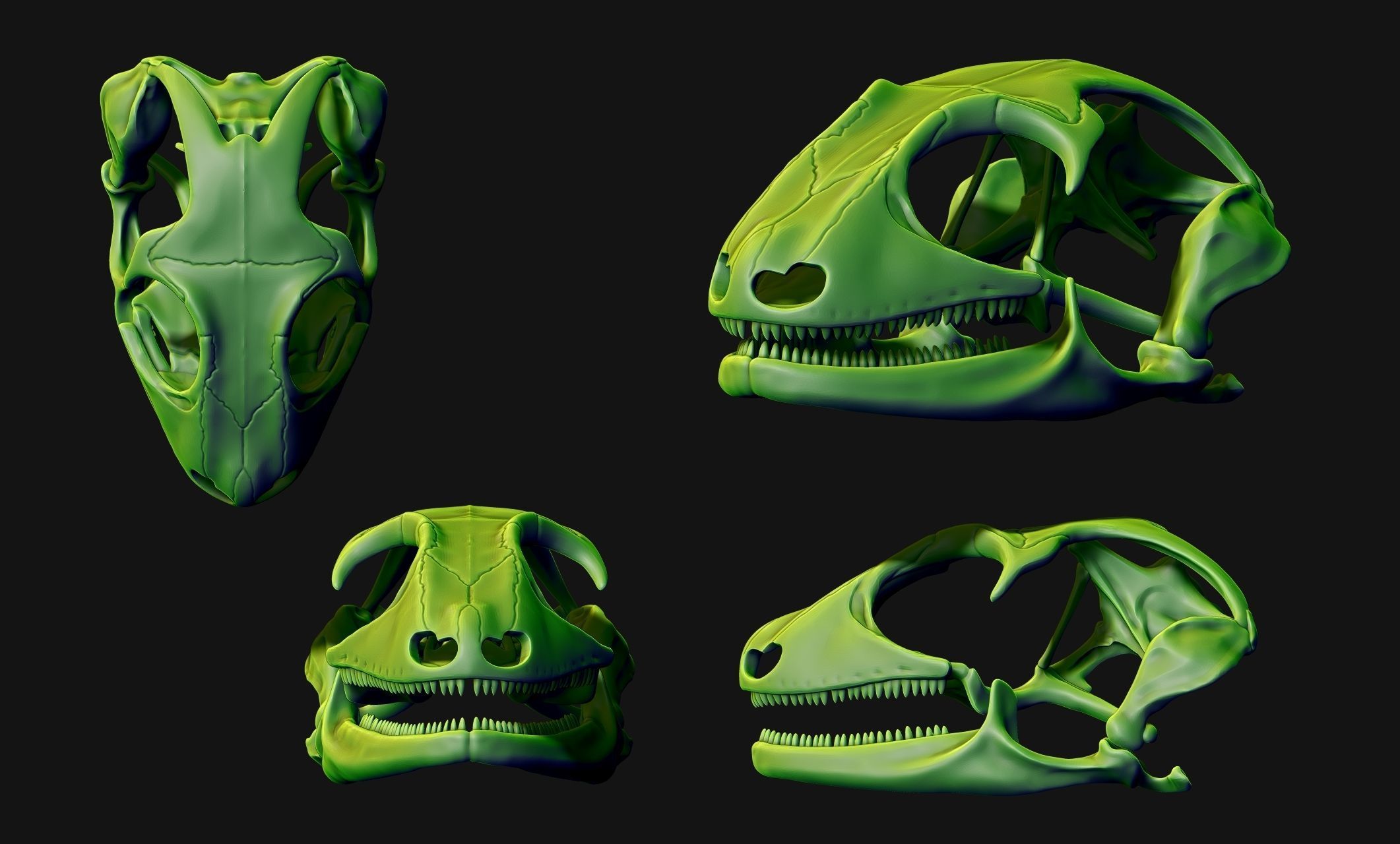 Gecko Skull - CNC and 3D print model_15