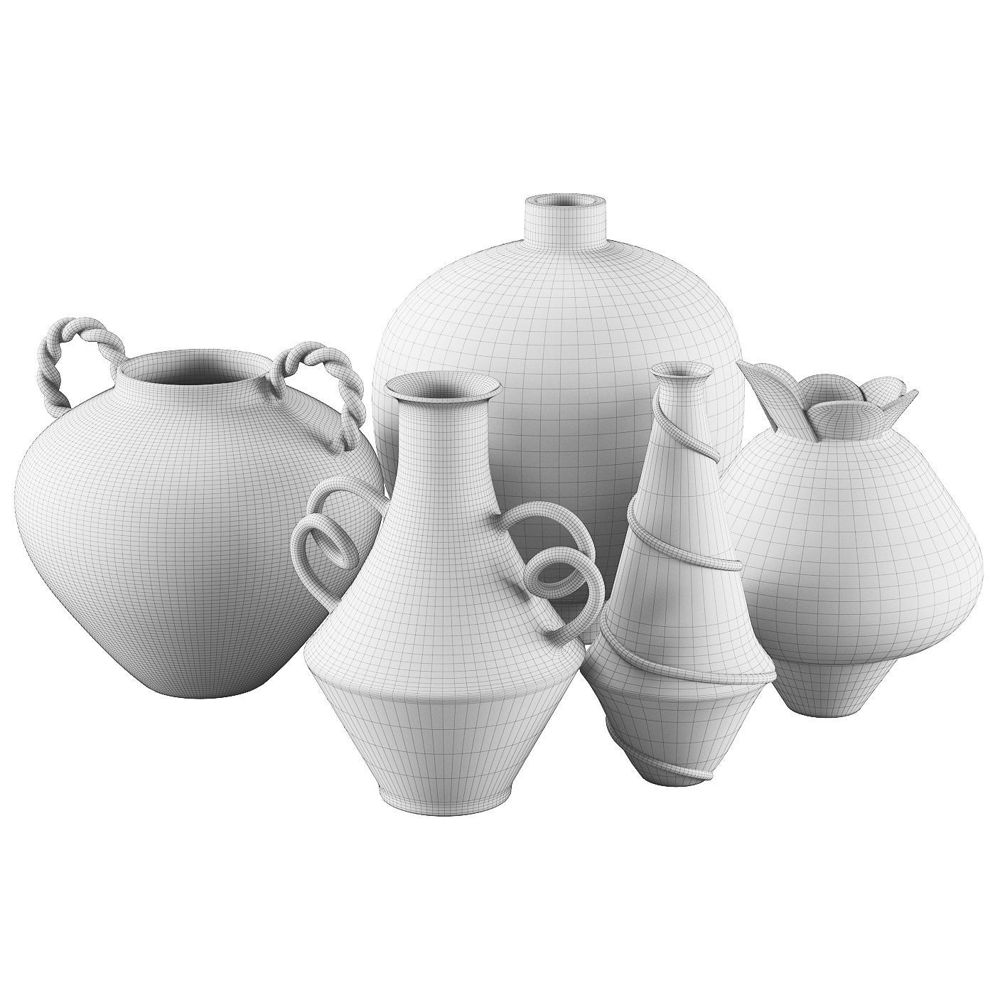 Decoration Vases set 3D model_4