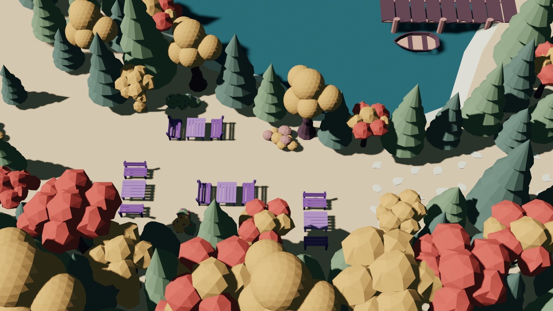 Low Poly Autumn Forest Low-poly 3D model_5