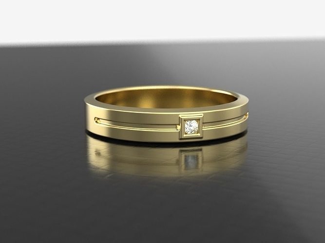 Band for man with one stone 3D print model