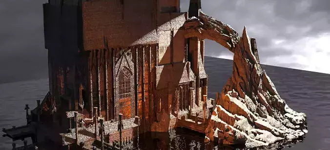 Deep Cathedral Cliff range Kitbash 1 3D model
