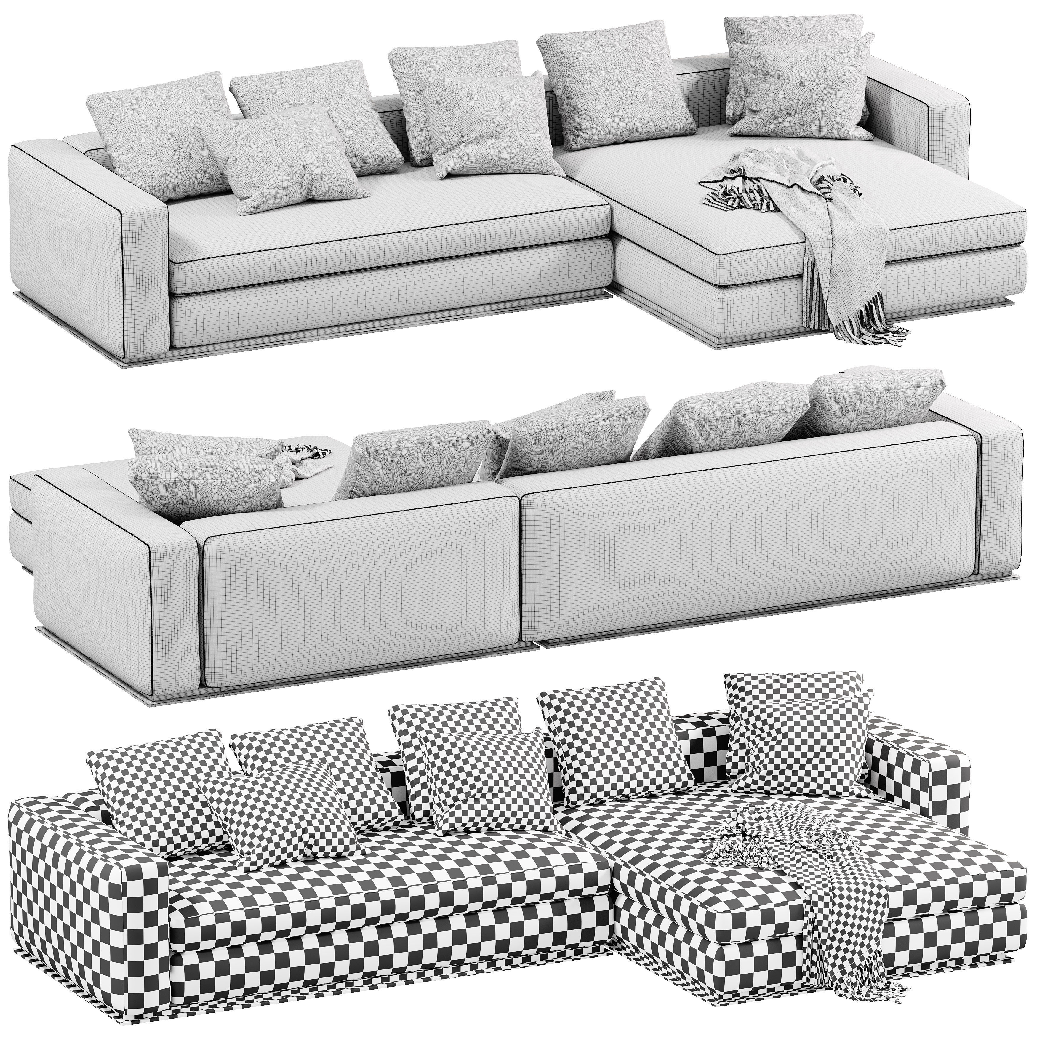 Minotti Leonard Chaise Longue Sofa 3D model_6