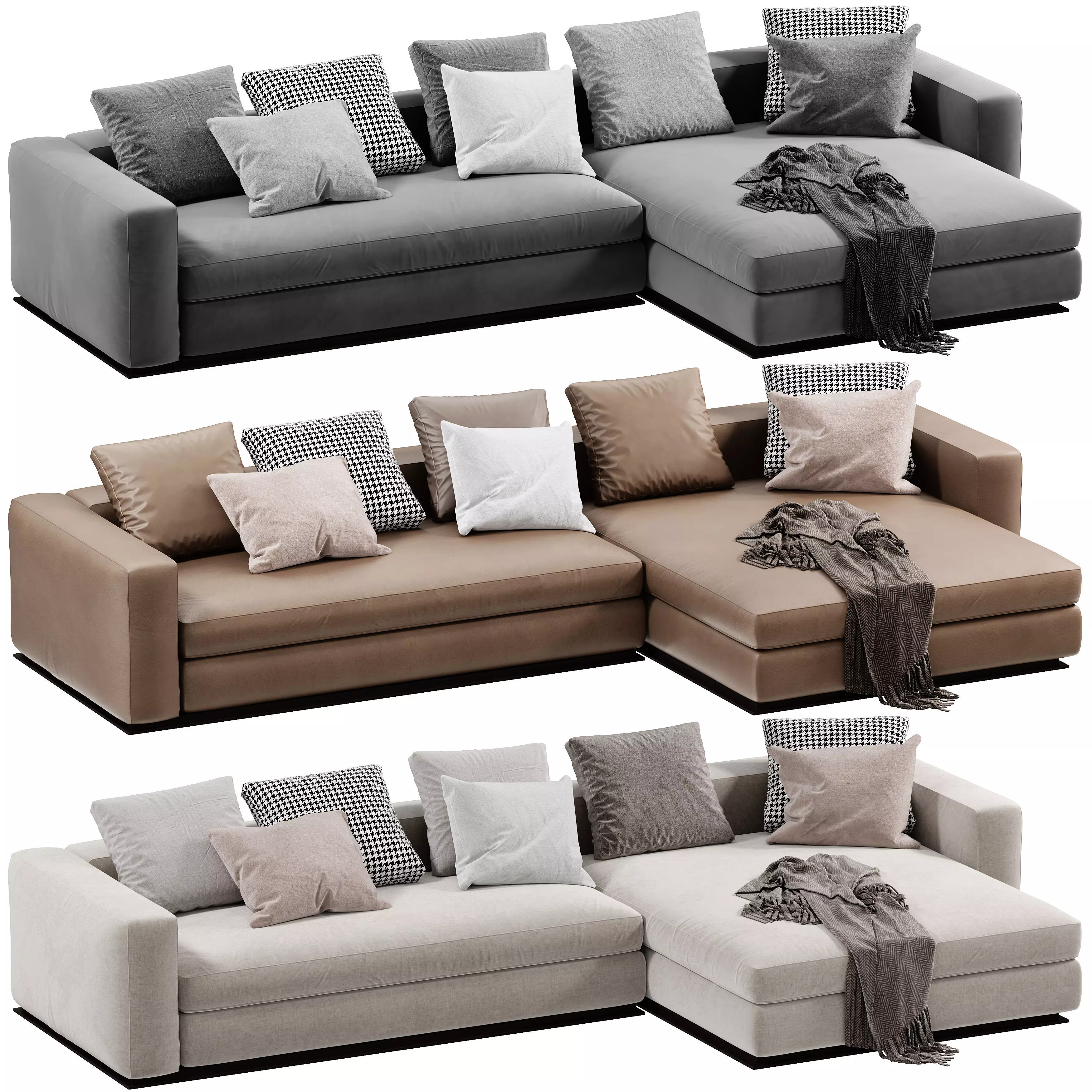 Minotti Leonard Chaise Longue Sofa 3D model_0