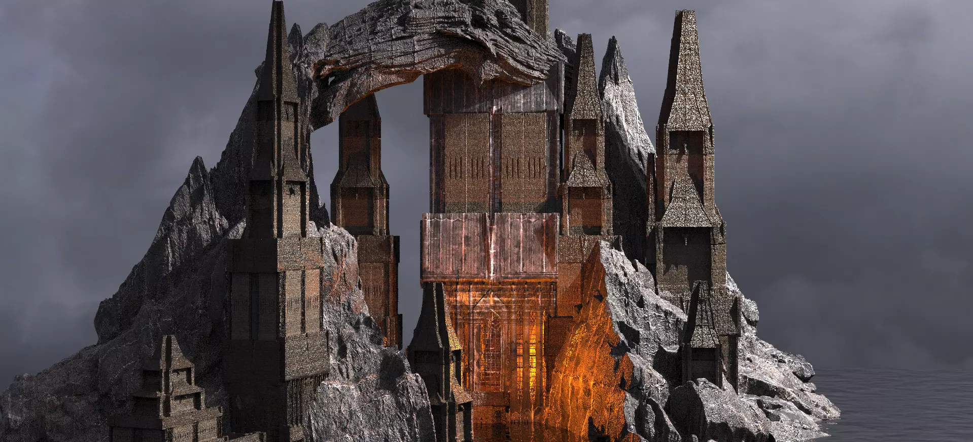 Drake Mining Cathedral Cliff range Kitbash 1 3D model_0