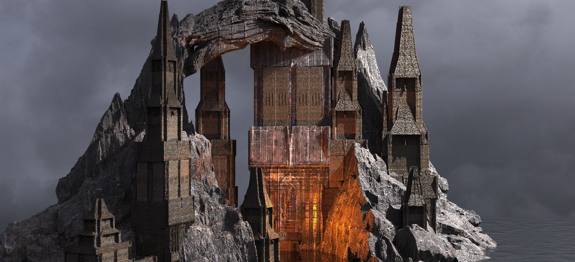 Drake Mining Cathedral Cliff range Kitbash 1 3D model_1