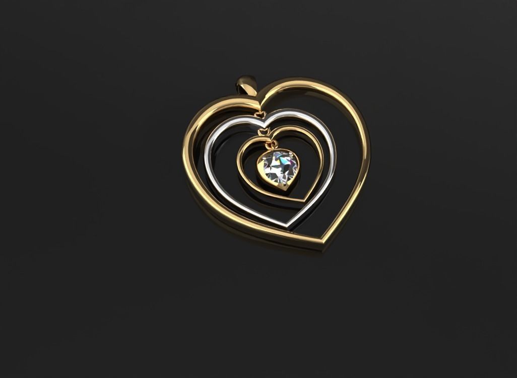 Dancing hearts Pendant 3D print model_7