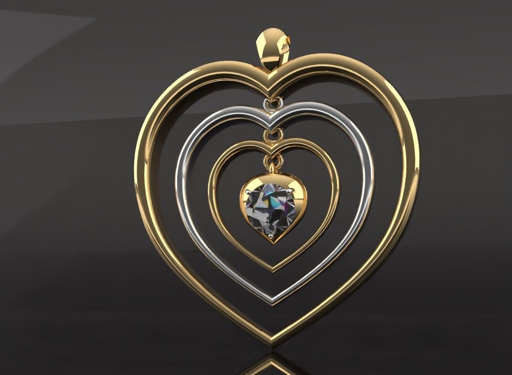 Dancing hearts Pendant 3D print model_8