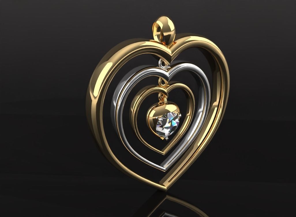 Dancing hearts Pendant 3D print model_4