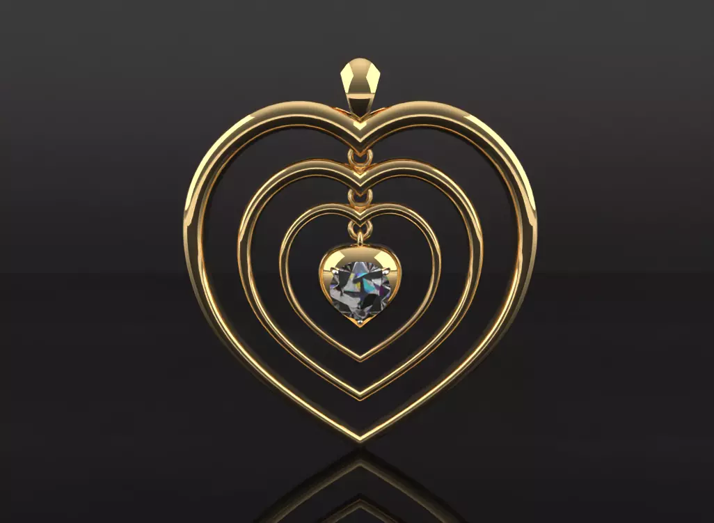 Dancing hearts Pendant 3D print model_0