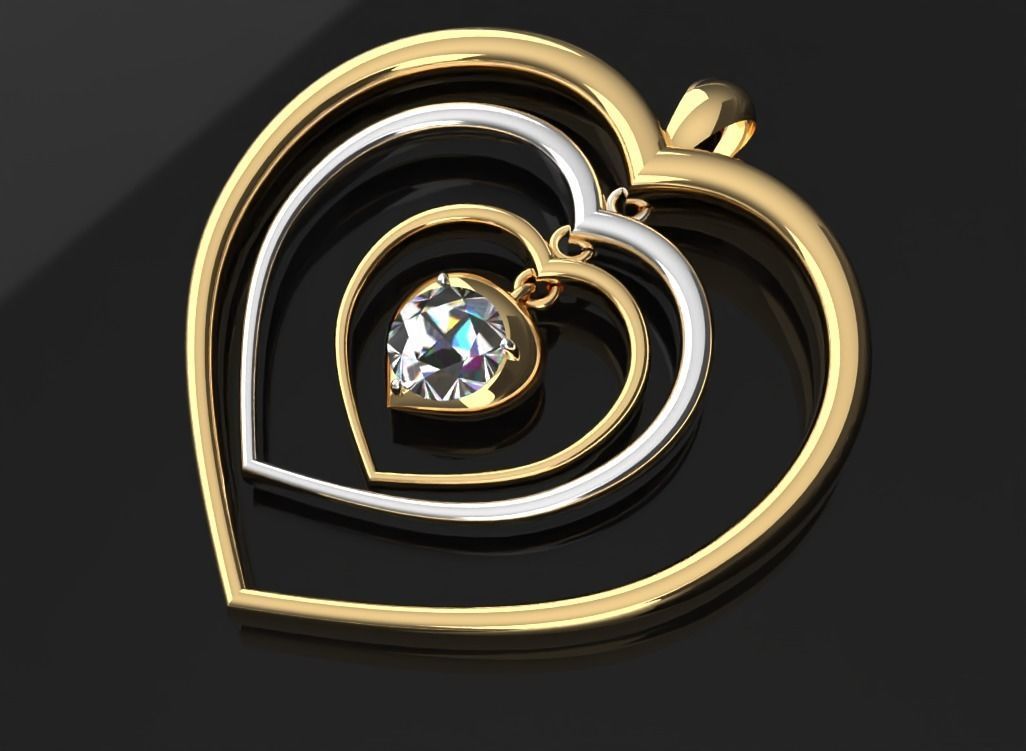 Dancing hearts Pendant 3D print model_6