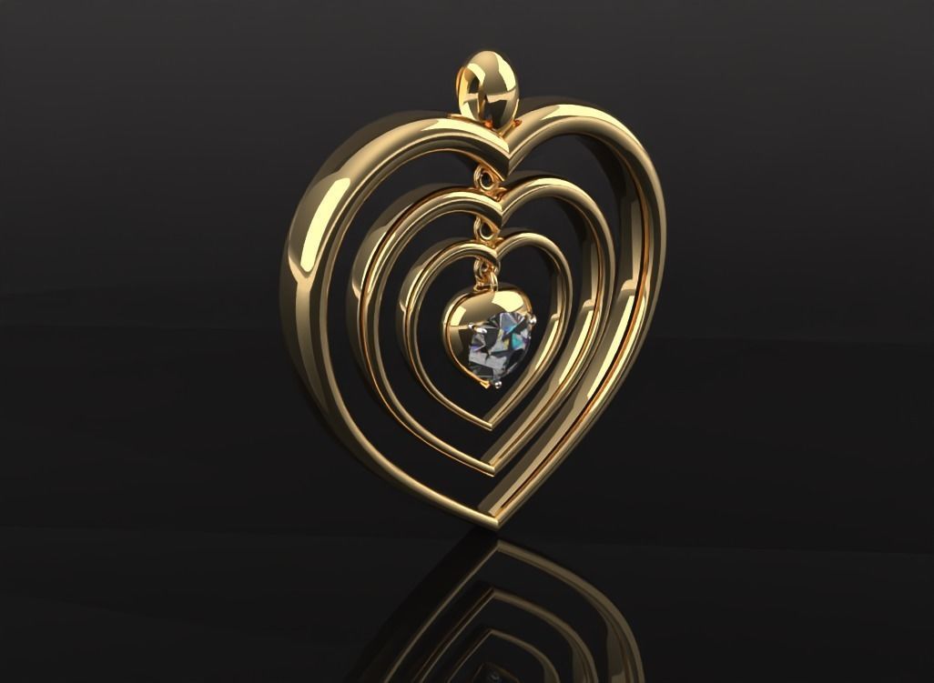 Dancing hearts Pendant 3D print model_1