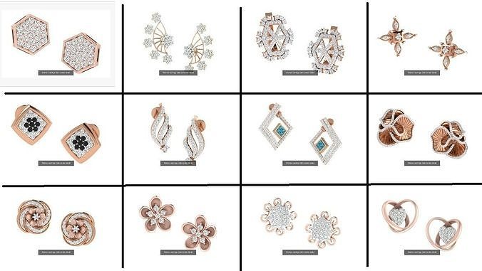 12 Diamond Earrings Studs 3dm renders details 3D Model Collection