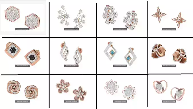 12 Diamond Earrings Studs 3dm renders details