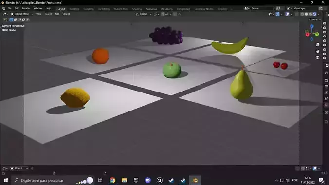 7 Fruits set of fruit 3D model