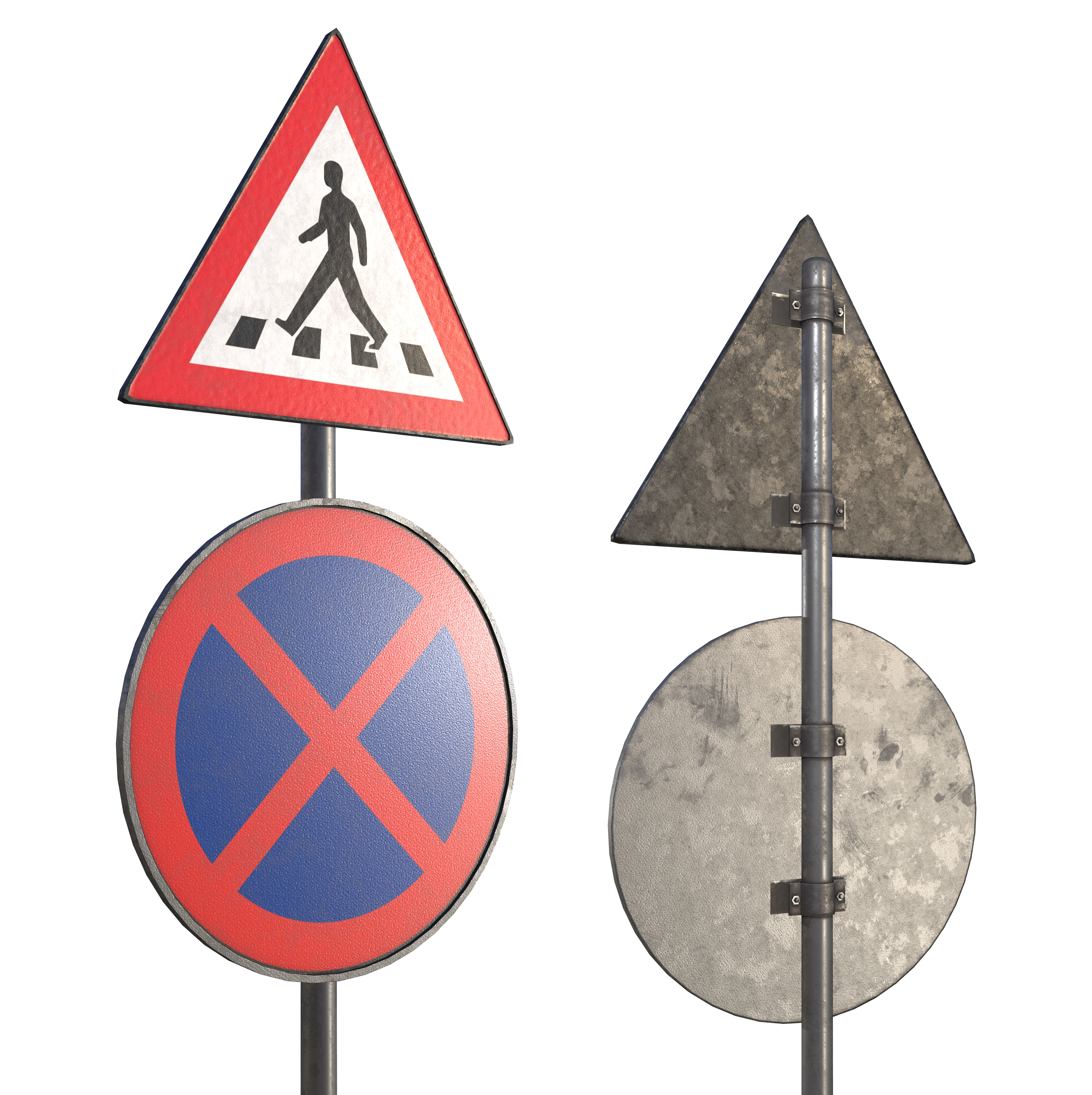 Street sign-set 02 Low-poly 3D model_2