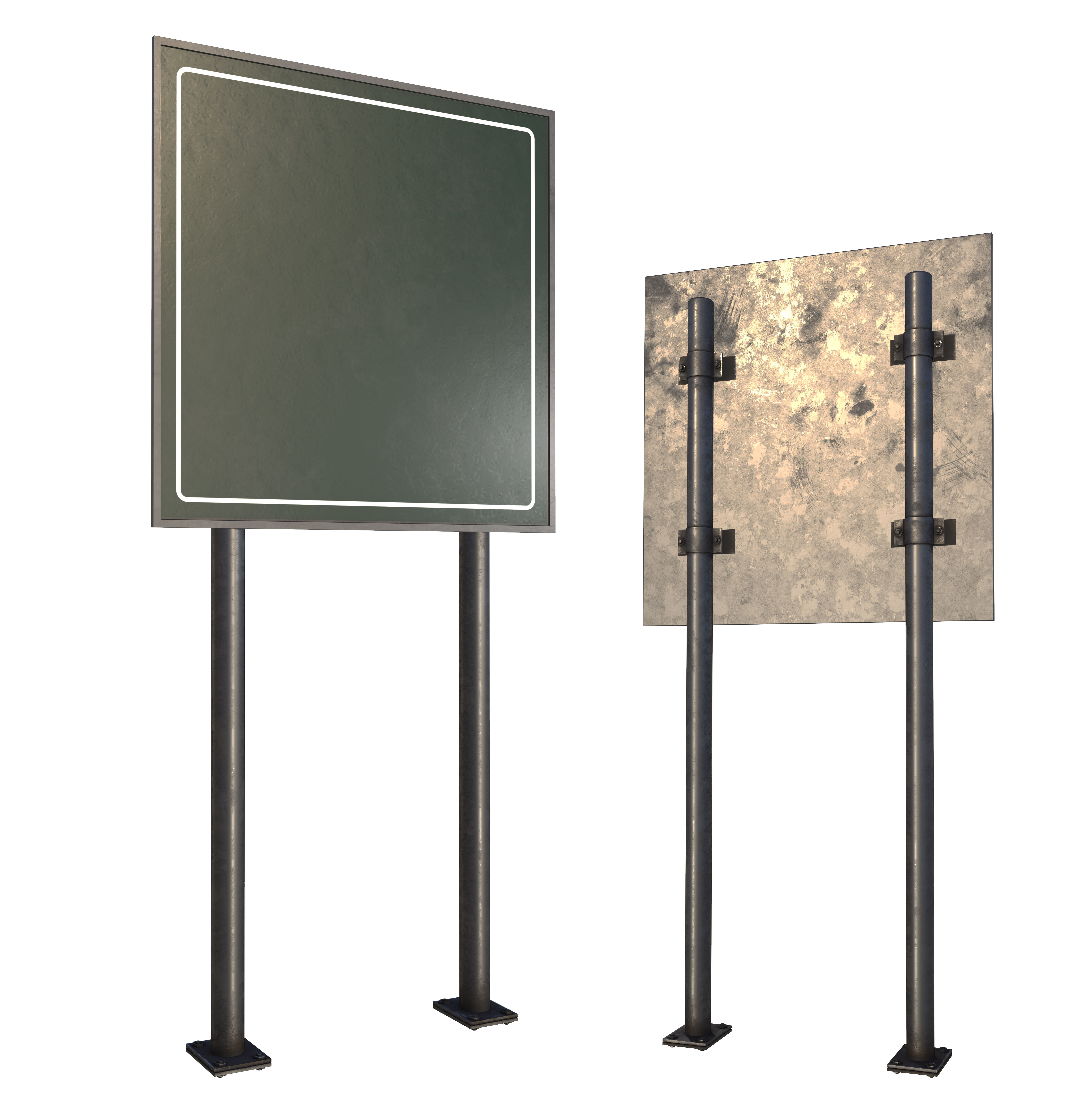 Street sign-set 02 Low-poly 3D model_1