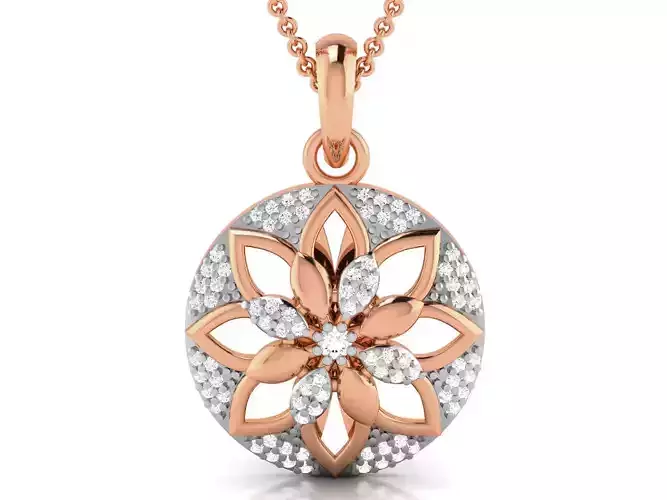 Flower Light wt Diamond Charms Pendant 3dm render Detail