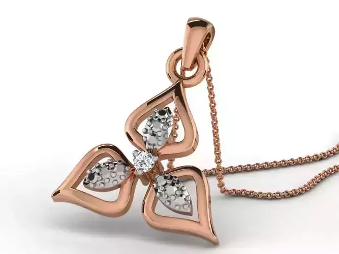 Flower Light wt Diamond Charms Pendant 3dm render Detail