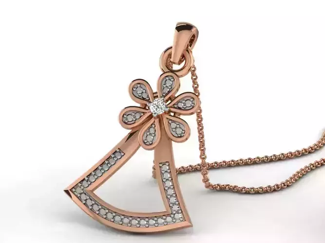 Flower Light wt Diamond Charms Pendant 3dm render Detail