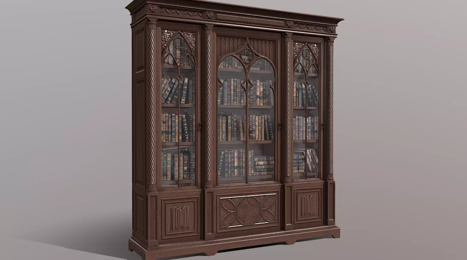 Gothic Cabinet Bookcase 3D model_0