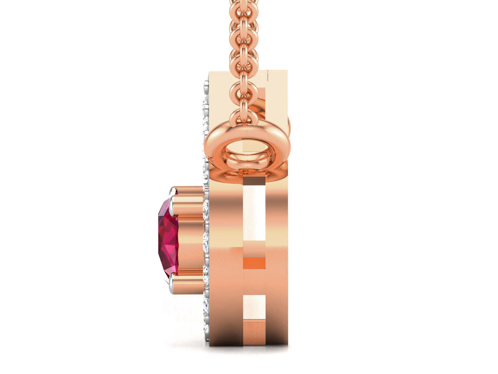 Ruby Light wt Diamond Charms Pendant 3dm render Detail 3D print model_2