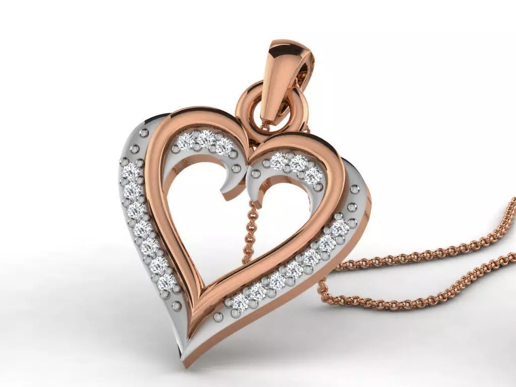 Heart Light wt Diamond Charms Pendant 3dm render Detail 3D print model_0