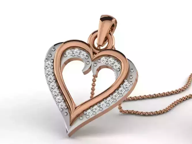 Heart Light wt Diamond Charms Pendant 3dm render Detail 3D print model