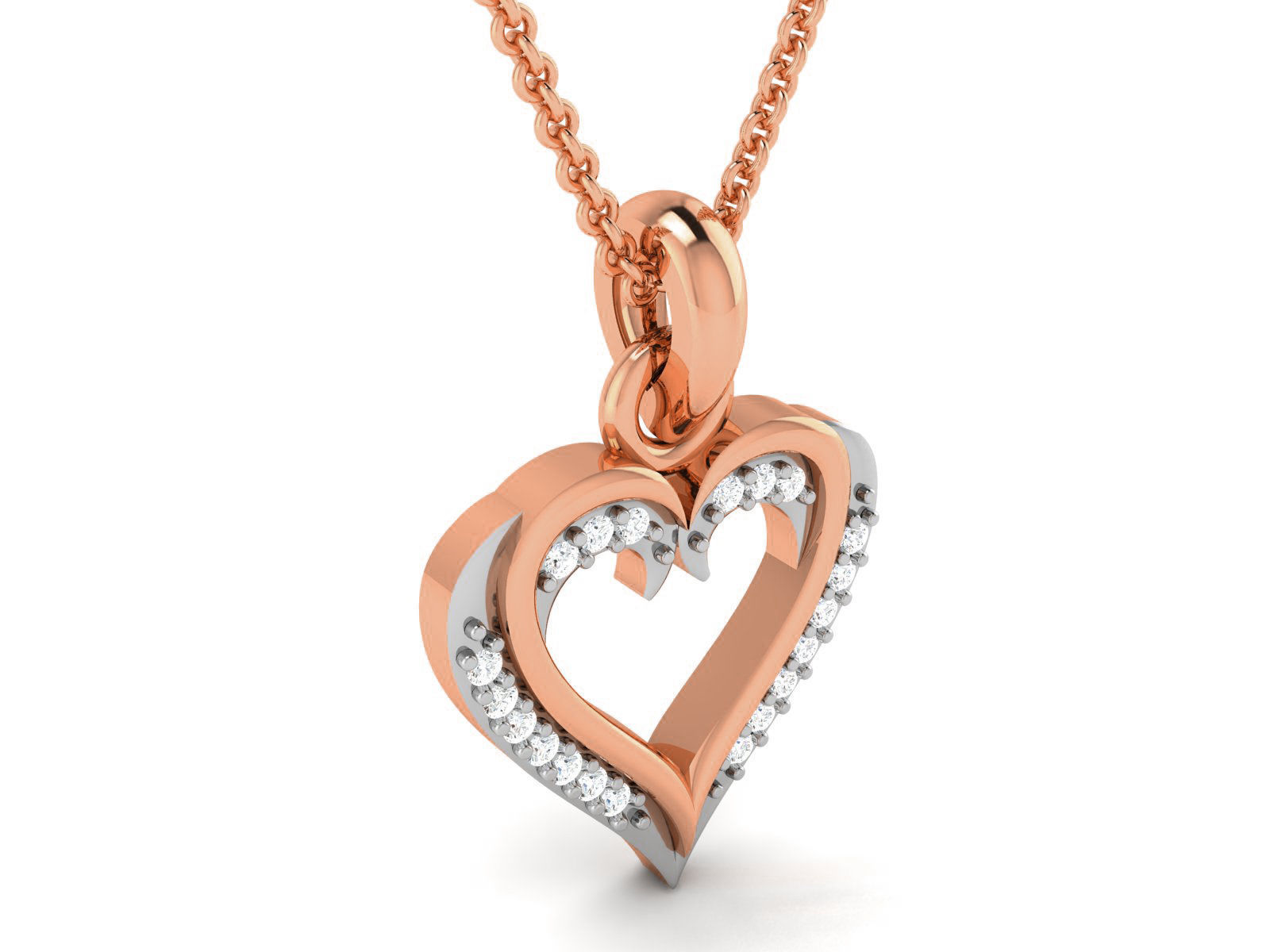 Heart Light wt Diamond Charms Pendant 3dm render Detail 3D print model_1