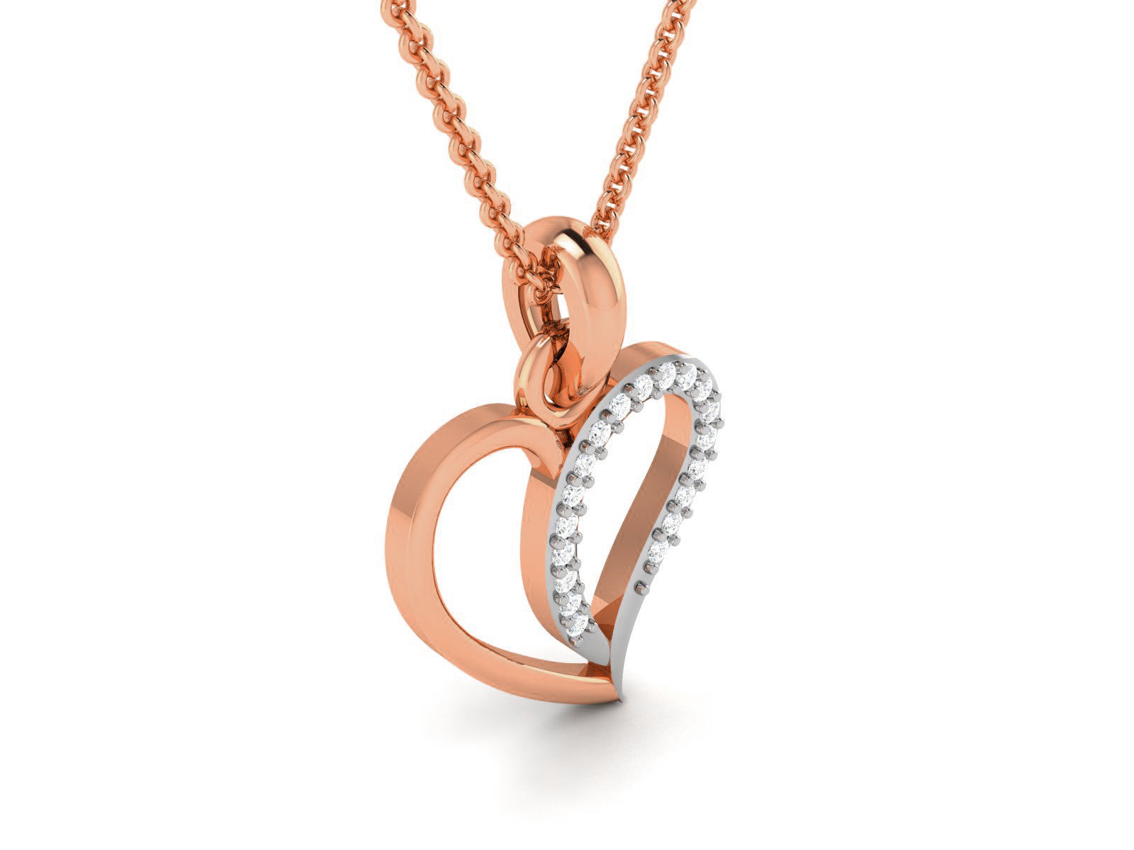 Heart Light wt Diamond Charms Pendant 3dm render Detail 3D print model_1