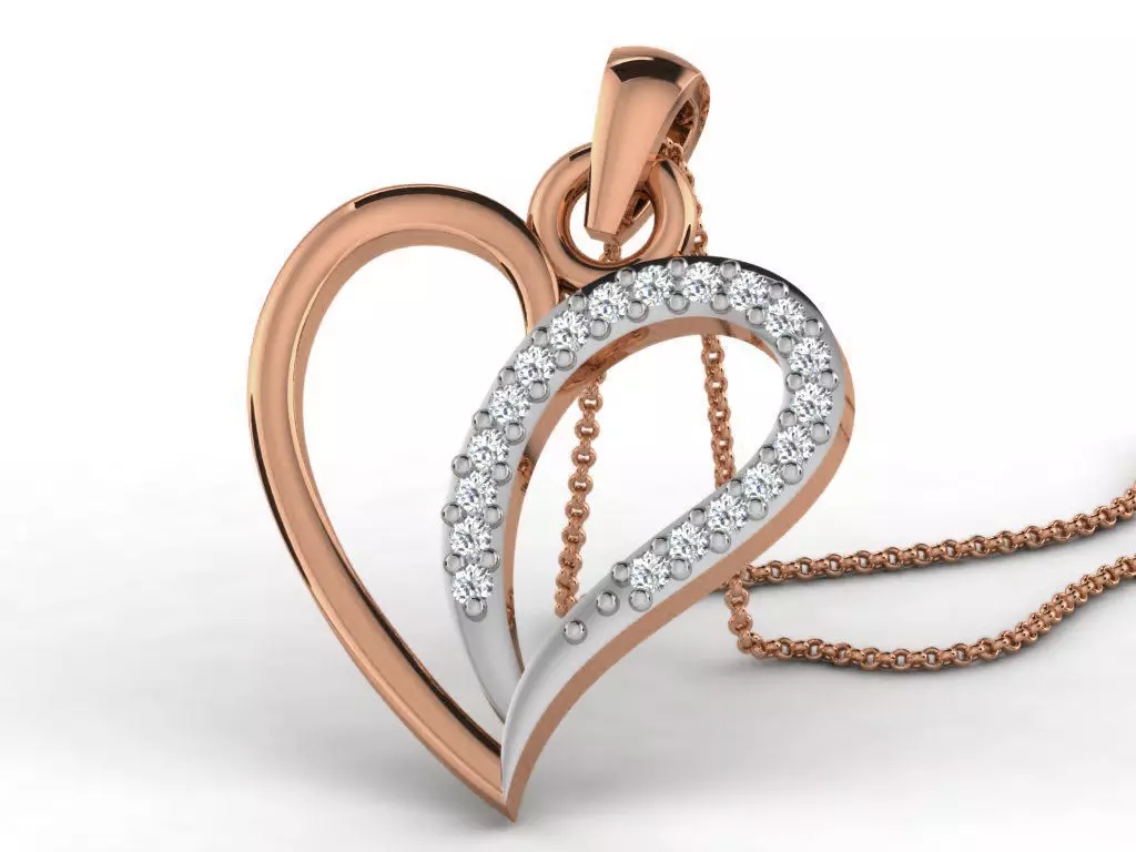 Heart Light wt Diamond Charms Pendant 3dm render Detail 3D print model_0