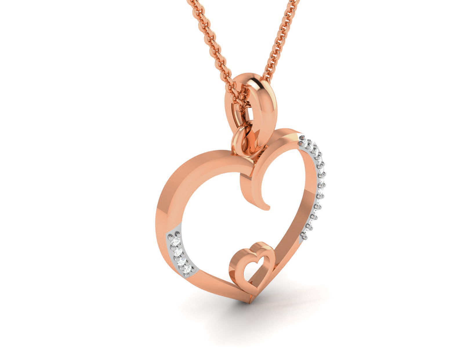 Heart Light wt Diamond Charms Pendant 3dm render Detail 3D print model_1