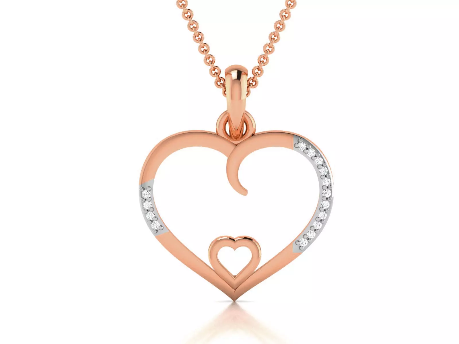 Heart Light wt Diamond Charms Pendant 3dm render Detail 3D print model_0