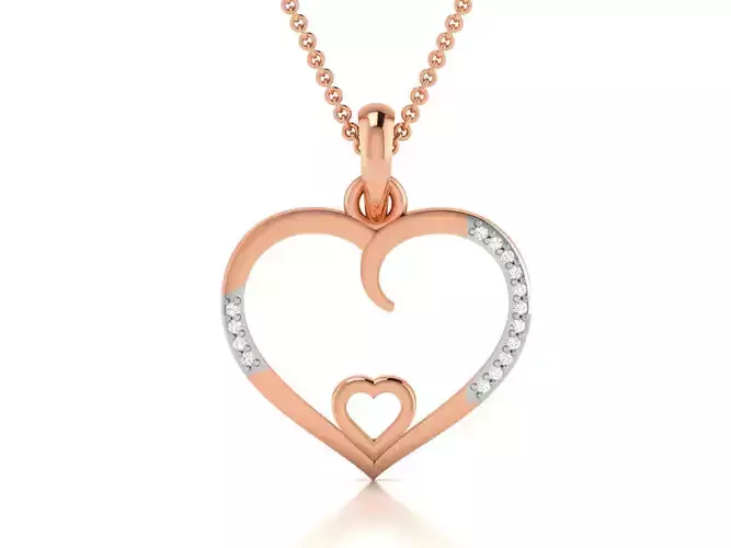 Heart Light wt Diamond Charms Pendant 3dm render Detail